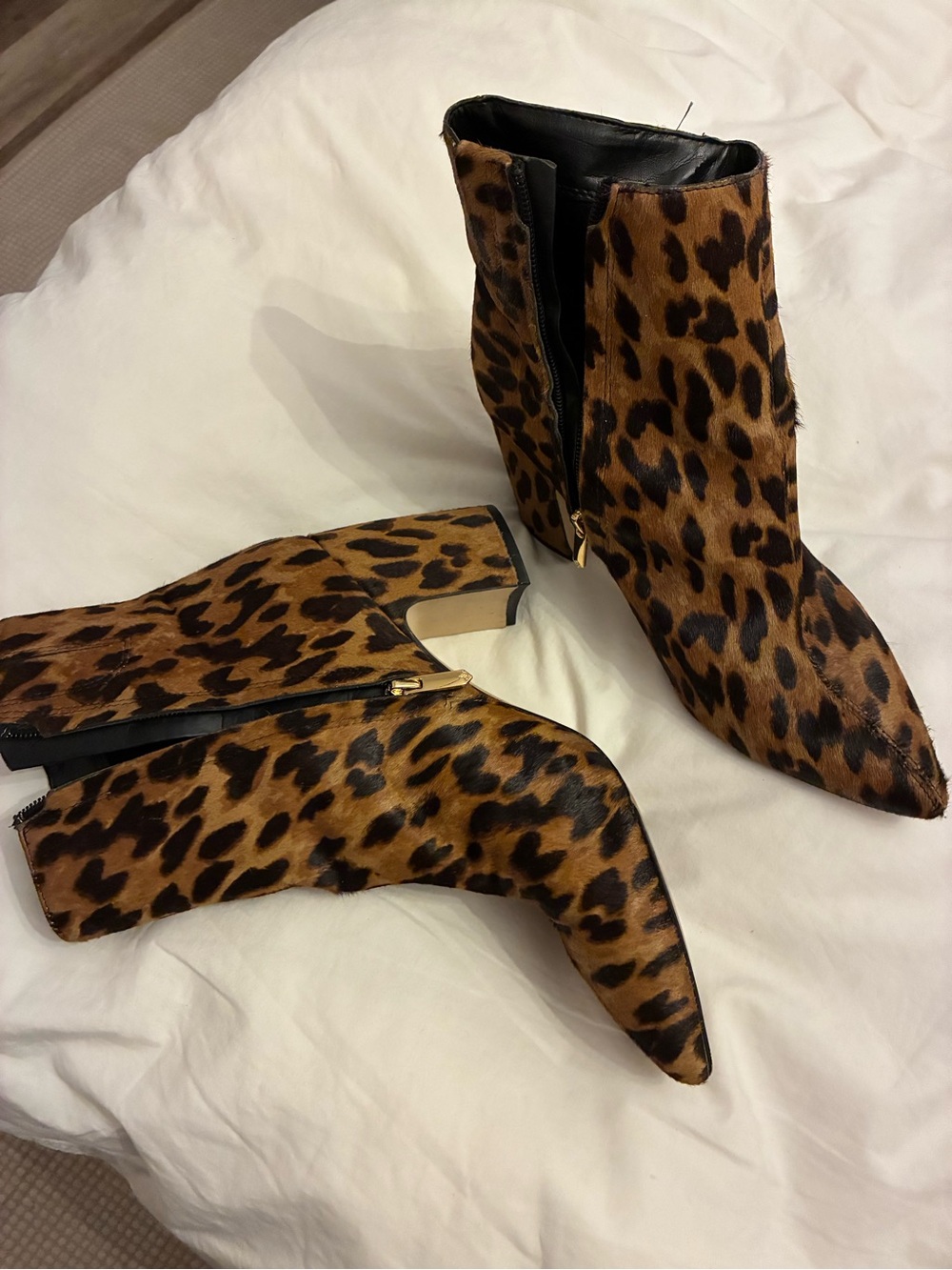 Sam Edelman Leopard Print Pointed Ankle Booties - Brown & Black